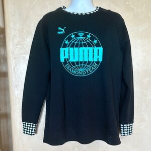 Puma X Diamond quilted black graphic sweatshirt - M